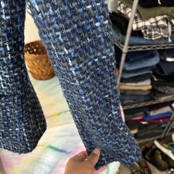 TAHARI size 6 Blue Tweed Jacket women’s Clueless Chanel blazer timeless wool - Picture 5 of 9